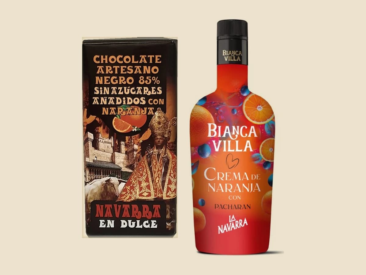 Chocolate negro 85 % con naranja de Navarra en Dulce, con Crema de patxarán de Baines