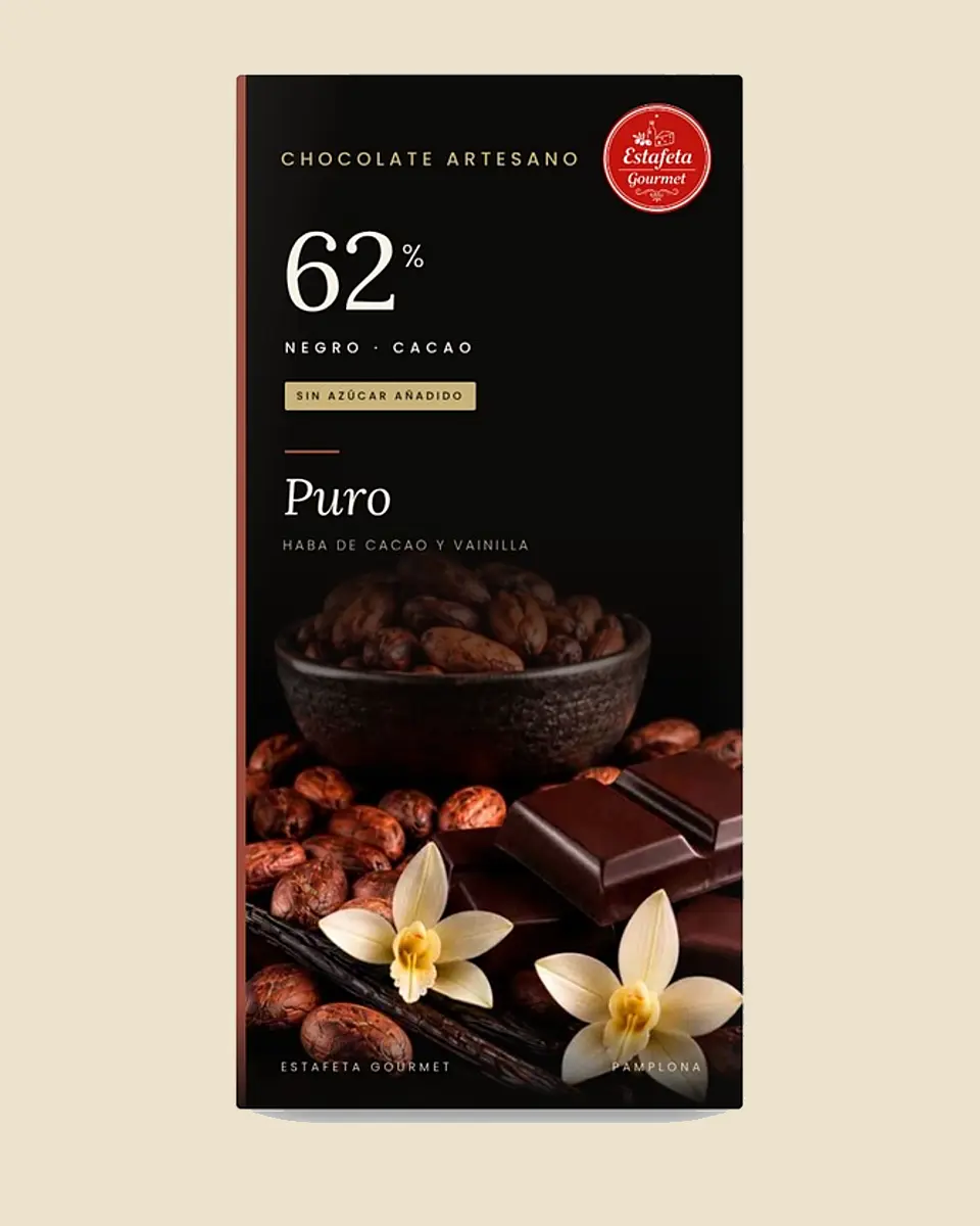 Chocolate negro 62 % puro sin azúcar añadido